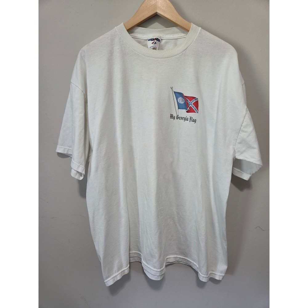 Vintage Jerzees My Georgia Flag T-Shirt White XL Heavyweight Graphic Tee 90s 00s